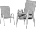 UDPATIO Patio Chairs Set of 6, Stackable Silver Outdoor Dining Chairs by UDPATIO