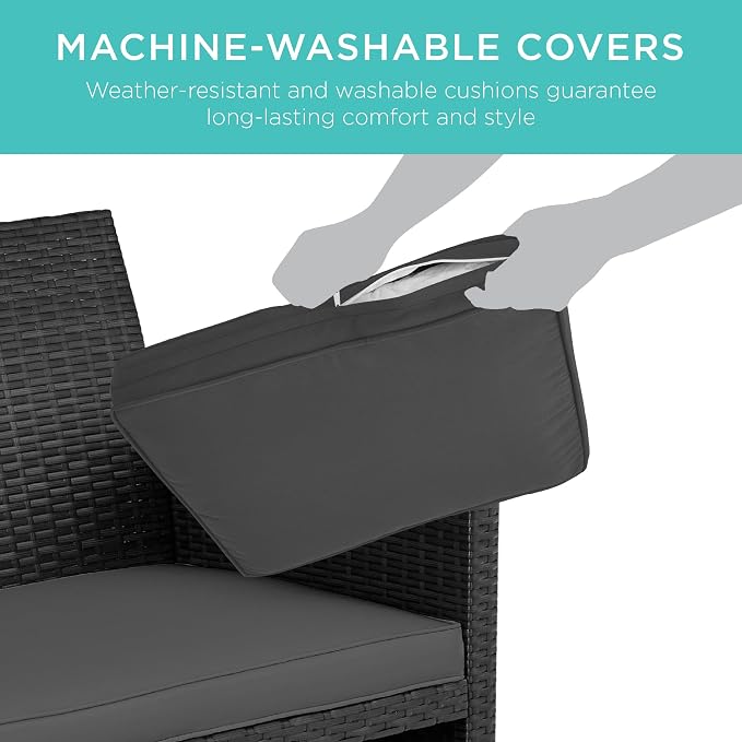 Best Choice Products 4-Piece Outdoor Wicker Patio Conversation Furniture Set - Image 5