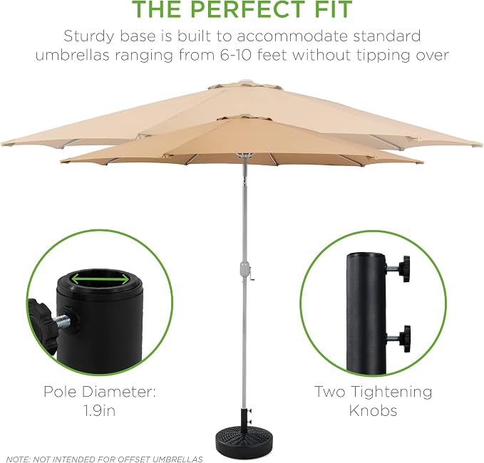 Best Choice Products Fillable Umbrella Base Stand, Round Faux Wicker Plastic - Image 4