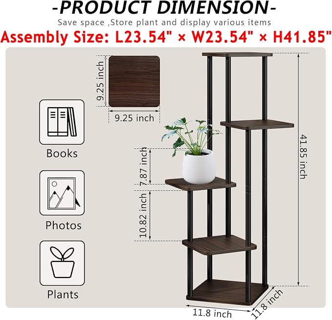 AZERPIAN Plant Stand 5 Tier Indoor Metal Flower Shelf - Image 4