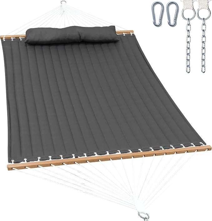 2 Person Hammocks for Outside, Double Quilted Fabric Outdoor Hammock by GafeteOutdoorLiving