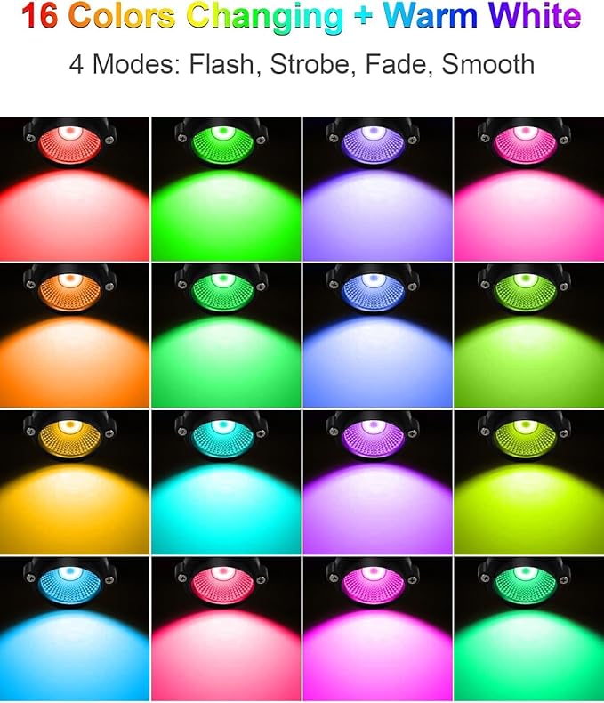 ZUCKEO 12W Color Changing Landscape Lights RGB Low Voltage Landscape Lighting - Image 2