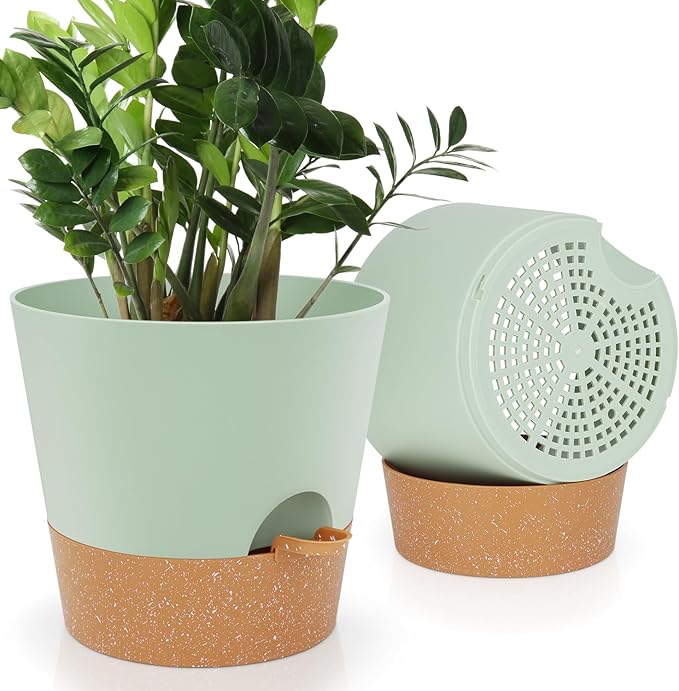 10-Inch Plant Pots, Self-Watering Planters by AFamilyofGardenLovers