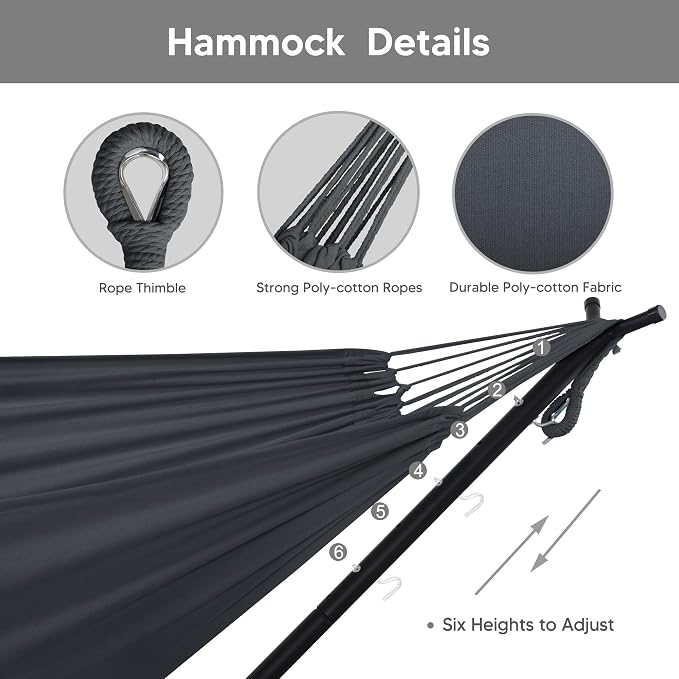 SUNCREAT 2-in-1 Hammocks Convertible Portable Double Hammock - Image 4