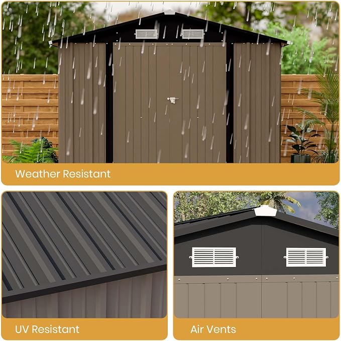 Patiowell 12 x 8 FT Outdoor Storage Shed, Steel Shed Storage House - Image 5