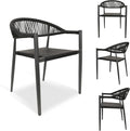 4 Pcs Stackable Patio Dining Chairs, Aluminum Rattan Outdoor Dining Chair by Erotr
