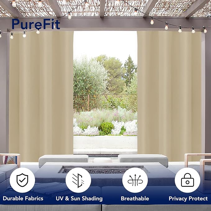 PureFit Outdoor Curtains for Patio Waterproof Weatherproof, UV Resistant - Image 3