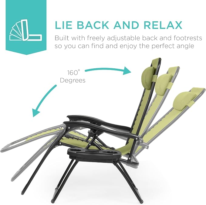 Best Choice Products Set of 2 Adjustable Steel Mesh Zero Gravity Lounge Chair - Image 3