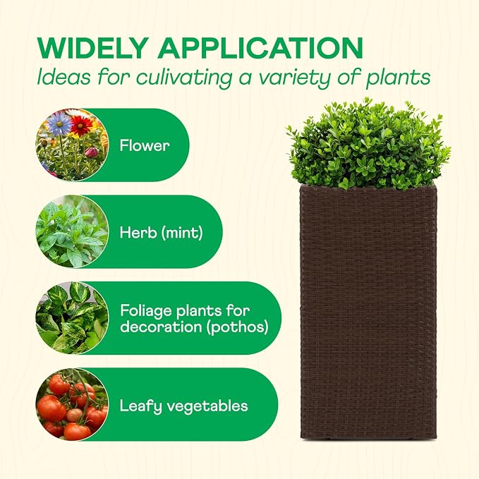 IDZO All-Weather Wicker Planters, 24 in Tall Wicker Planters, Self-Watering - Image 4
