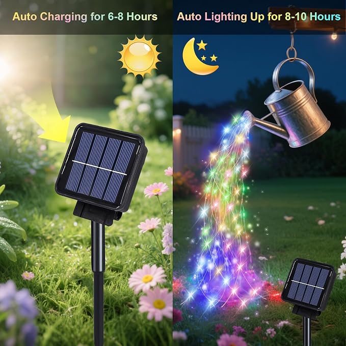 ZNYCYE Solar Waterfall Fairy Bunch Lights Outdoor Waterproof 200LEDs 8 Modes - Image 2