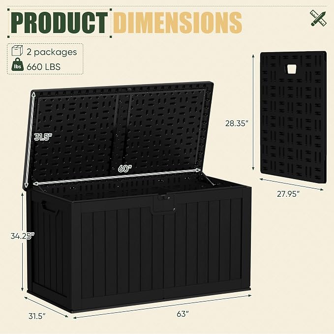 JUMMICO 250 Gallon Outdoor Resin Deck Box - Image 5