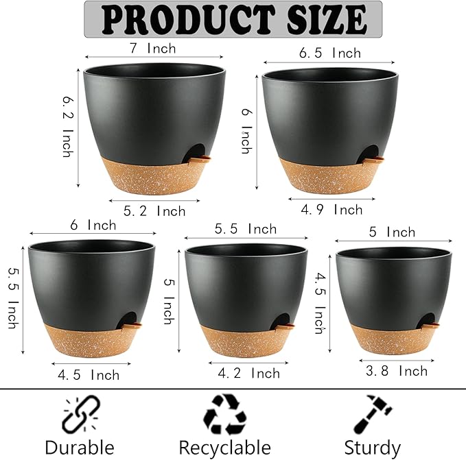 Self Watering Plants Pot with Drainage Hole, Flower Plants Pots - Image 3