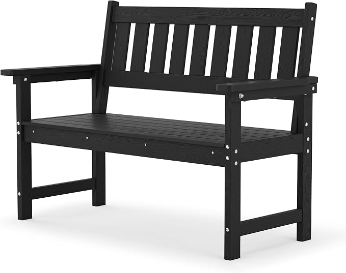 LUE BONA Outdoor Bench, 2-Person HDPS Garden Bench, Outdoor Benches Weatherproof - Image 7