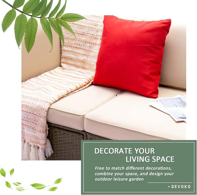 Devoko Patio Furniture Sofa Sets Outdoor All-Weather Sectional Corner Sofa and - Image 3