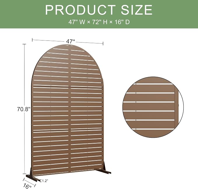 Casaphoria 72" H x 47" W Arched Metal Privacy Screen - Image 7