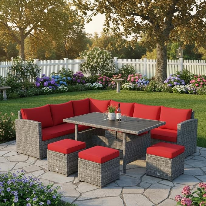 Tangkula 7 Pieces Patio Furniture Set, Outdoor Sectional Rattan Sofa Set - Image 3