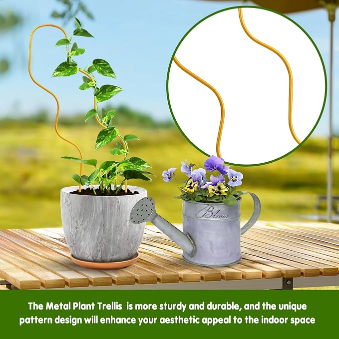13.4 Inch Indoor Plant Trellis for Climbing Plants, Metal Trellis, Small Garden - Image 7