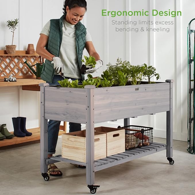 Best Choice Products Raised Garden Bed 48x24x32-inch Mobile Elevated Wood - Image 2