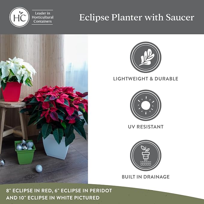 The HC Companies Eclipse Square Plastic Planter w/ Attached Saucer - Image 4