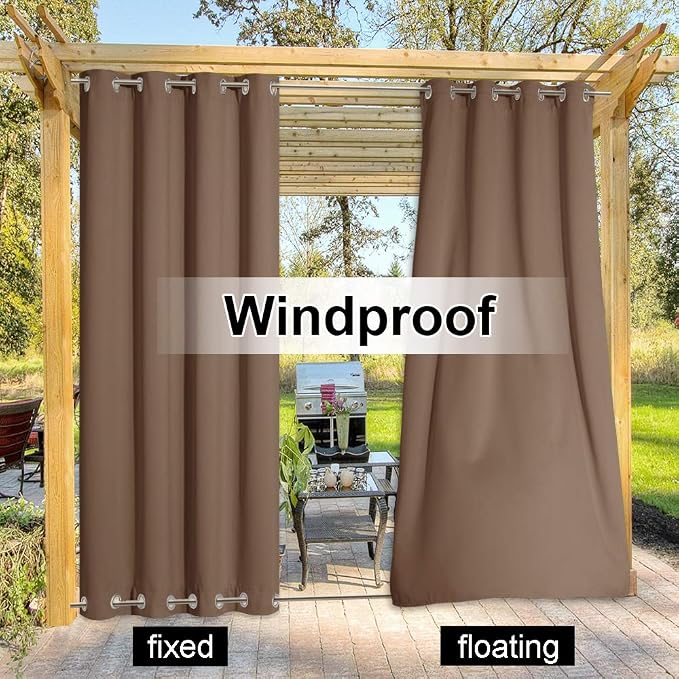 NICETOWN Outdoor Curtain for Patio Waterproof, Thermal Insulated Top and Bottom - Image 3