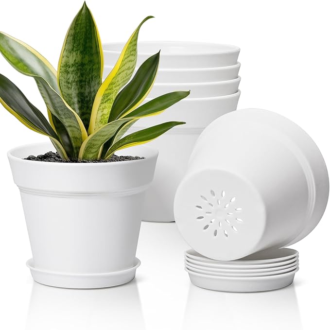 T4U 7.5 Inch Plant Pots 6 Pcs, Flower Pots by T4U