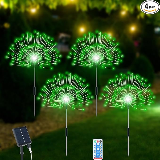 Solar Garden Lights Outdoor Waterproof, 4 Pack Total 480 LED Solar Firework by Slyuexu