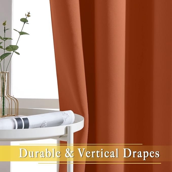 NICETOWN Blackout Burnt Orange Curtain 54 inches Long - Image 5