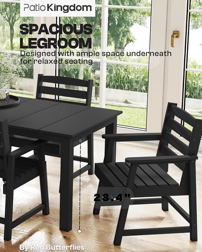 5-Piece Black Outdoor Dining Set - Image 4