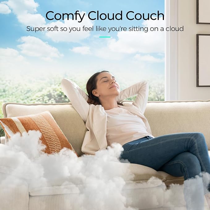 LINSY HOME 123'' Modular Sectional Sofa Beige Couch Corduroy Cloud Couches - Image 5