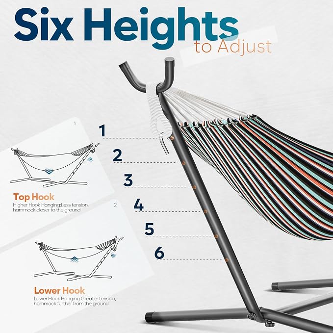 Hammock with Stand for Outside, 600lbs Portable Hammock with Carrying Bag for - Image 3