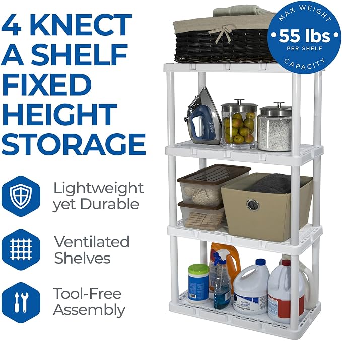 Gracious Living 4 Pack Light Duty Storage Shelves, Knect-A-Shelf 4-Shelf - Image 4