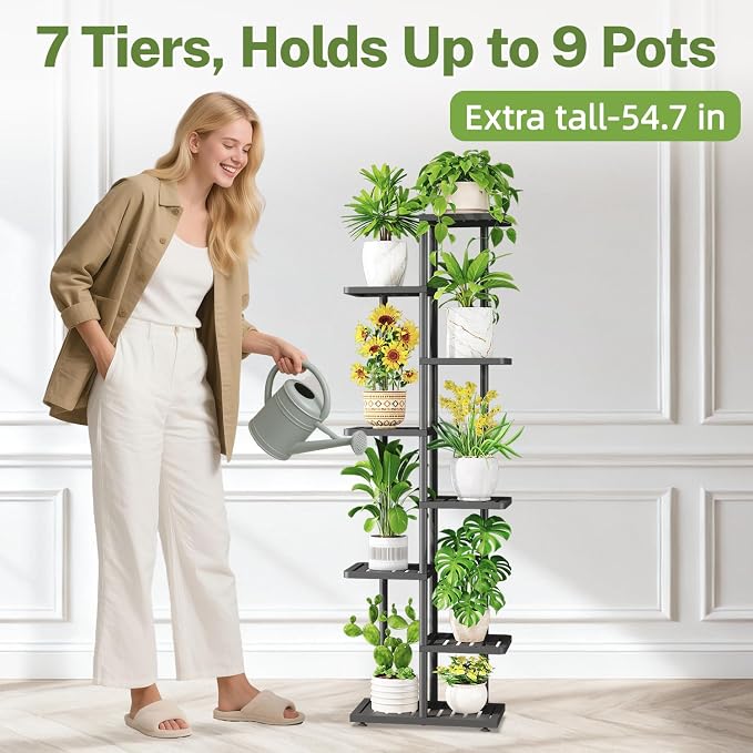 iDavosic.ly Plant Stand Indoor Outdoor, 7-Tier Tall Metal Flower Shelf - Image 5