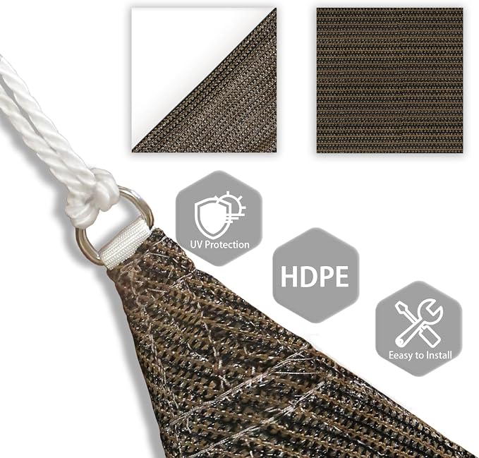 Patio Paradise 25' x 25' x 25' Sun Shade Sail Triangle Canopy Shade Cloth - Image 3