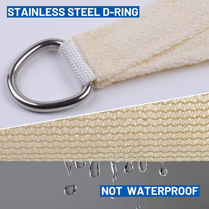 SUNLAX Sun Shade Sail 7' x 16' Butter Cream Rectangle Canopy Sail Shade Cover - Image 6