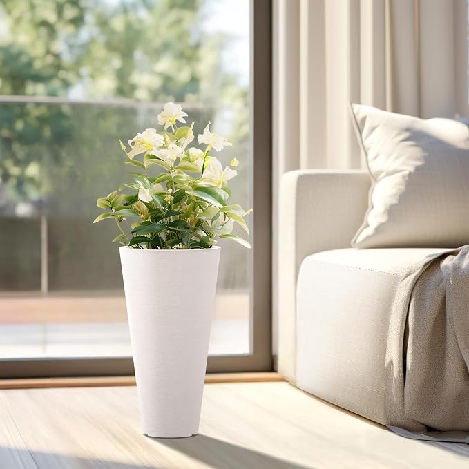 Kante Tall Round Planter Set of 2, 18 Inch Tall Decorative Planter Pots - Image 4