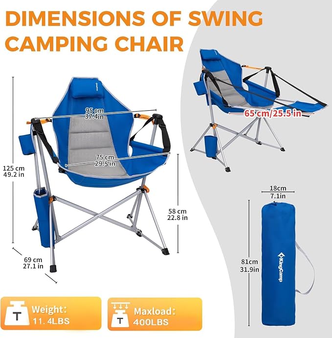 KingCamp Hammock Chair with Footrest – Heavy Duty Swinging Rocking Camping - Image 2