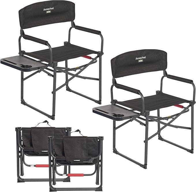 SUNNYFEEL Camping Directors Chair, Heavy Duty, Oversized Portable Folding Chair by SunnyFeelCamping