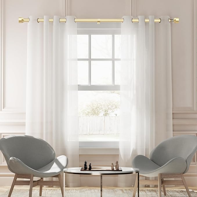 Gold Curtain Rod Itself is 30-144 inch 2 Pack, Fit 30 to 142, 66 to 120 inch - Image 2
