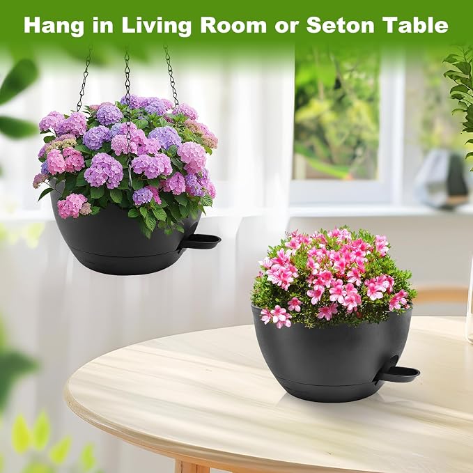 10 inch Hanging Planters for Indoor Plants, 3 Pack Self-Watering Hanging - Image 8