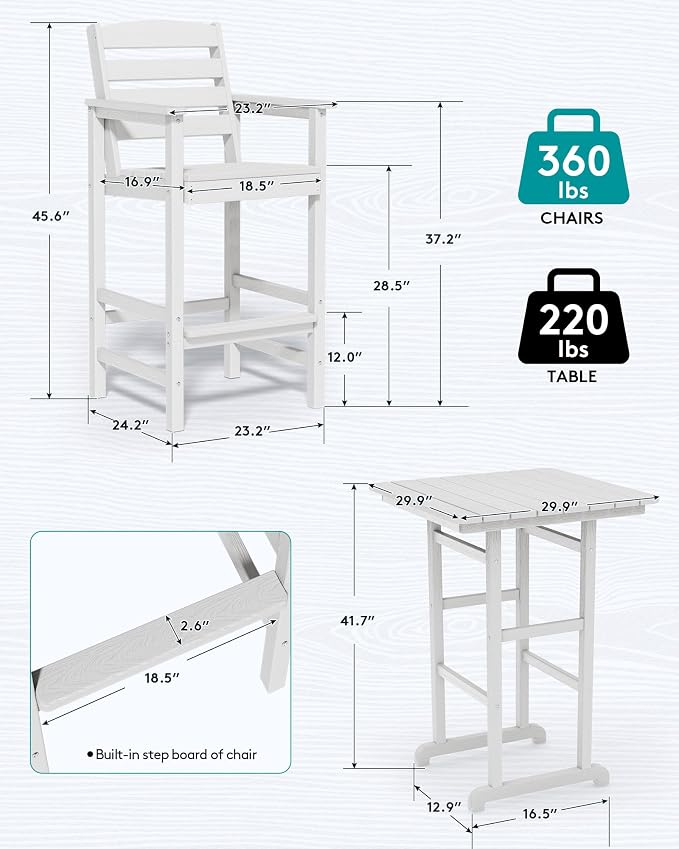 SERWALL 4 Pieces Outdoor Patio Bar Set - Image 4