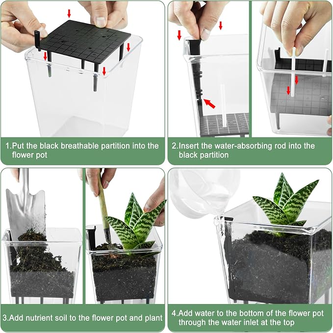 Self Watering Pots Set, 3 Pack 5/4.1/2.7 Inch Self Watering Pot - Image 9