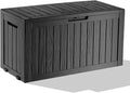 75 Gallon Waterproof Outdoor Storage Box, Resin Deck Box, Lockable Outside by MAIUSCOLI