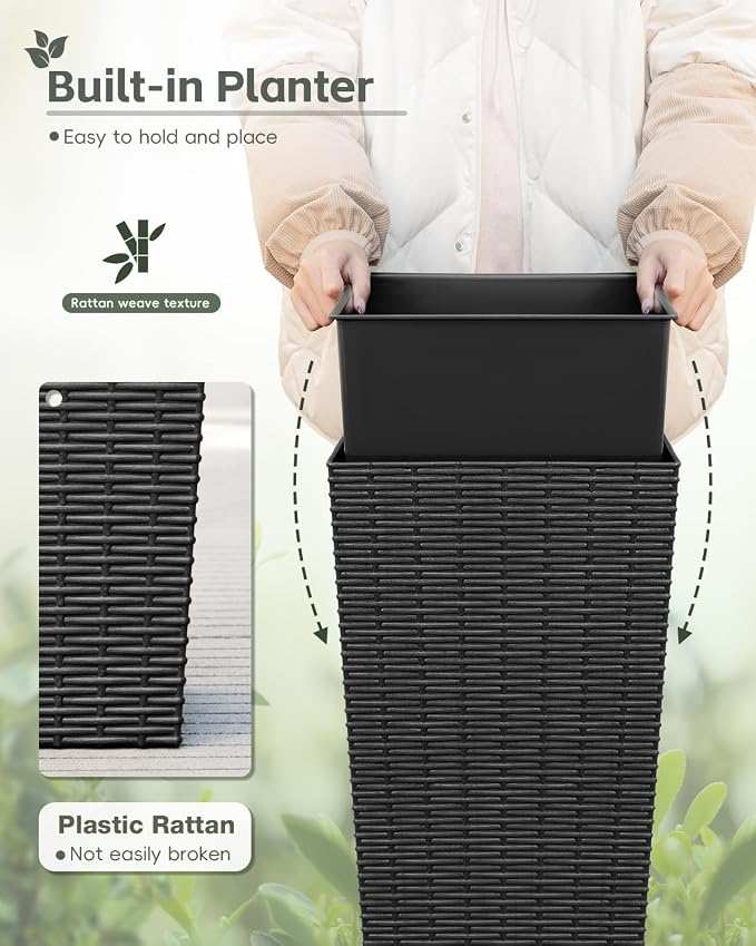 Greesum Set of 2 Tall Plastic Planters - Image 3