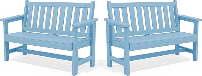 SERWALL Outdoor Bench, HDPE Outdoor Benches Weatherproof, 2-Person Garden Bench by SERWALL