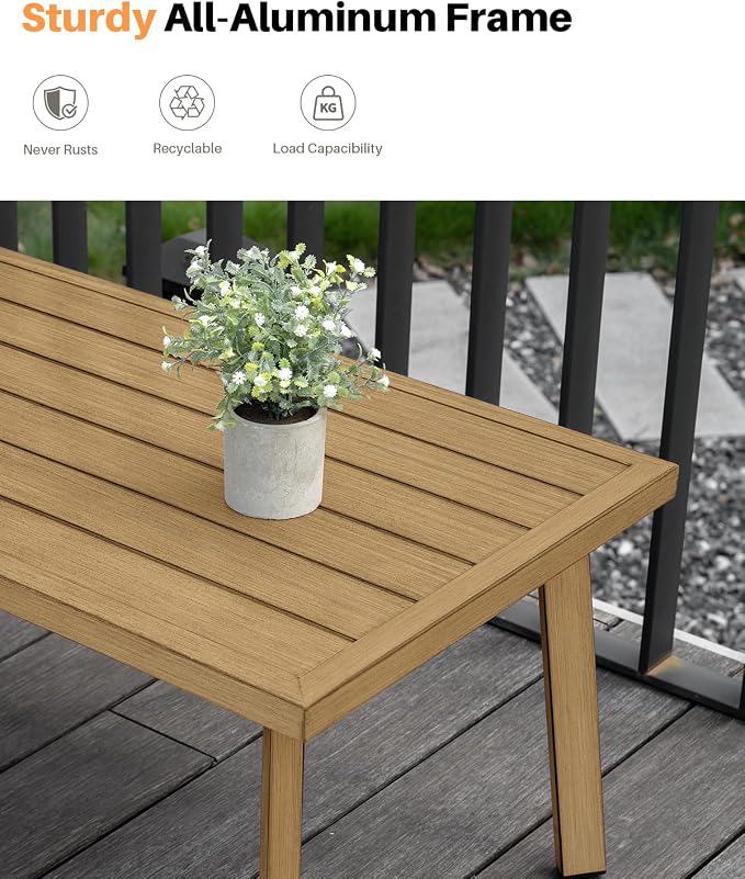 Patio Coffee Table, Never-Rust Aluminum Outdoor Coffee Table - Image 5