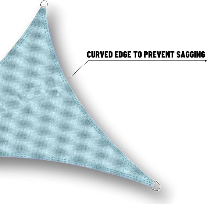 SUNNY GUARD Waterproof Sun Shade Sail 12' x 12' x 12' Sky Blue Triangle UV - Image 4