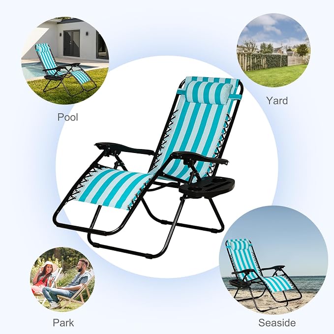 Nazhura Set of 2 Relaxing Recliners Patio Chairs Adjustable Steel Mesh Zero - Image 8