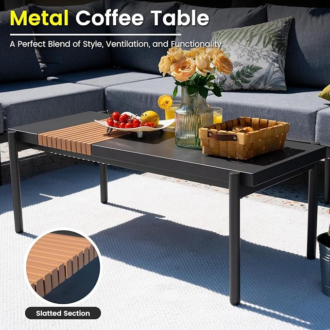 Sundale 5 Pieces Outdoor Patio Furniture Set, Metal Sectional Sofa Patio - Image 6