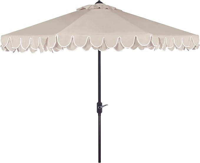 SAFAVIEH 9ft Outdoor Patio Umbrella, Auto Crank Tilt, UV Resistant by SAFAVIEH