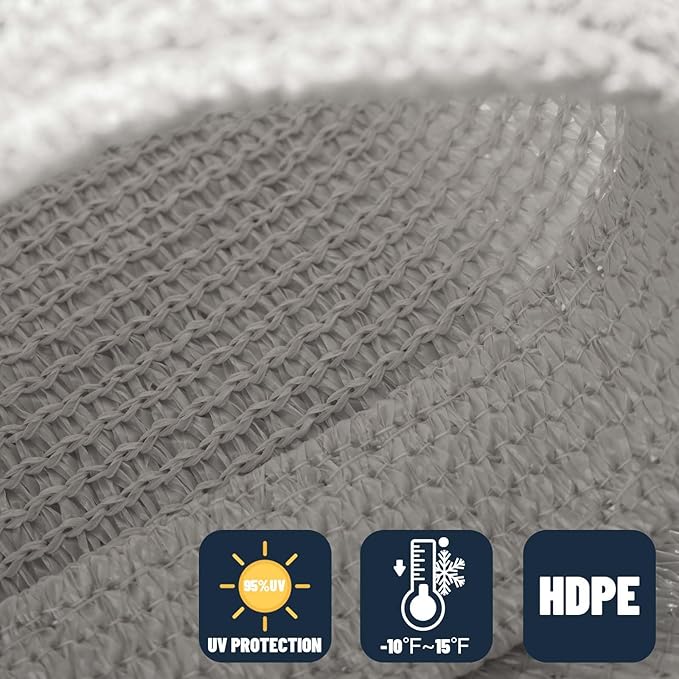 SUNNY GUARD Custom Size 13'x13'x18.4' Silver Grey Sun Shade Sail Right Triangle - Image 4
